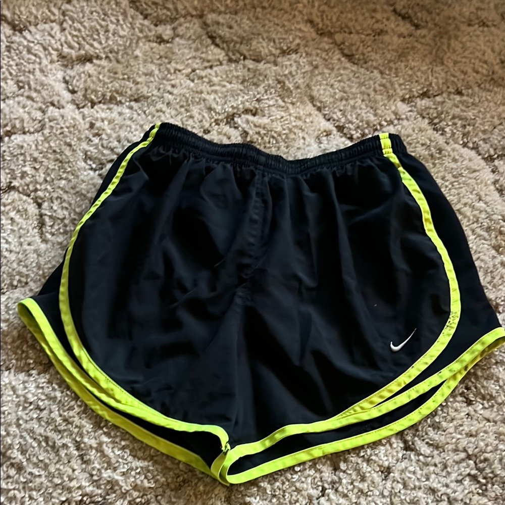 Nike Black and Yellow Athletic Shorts